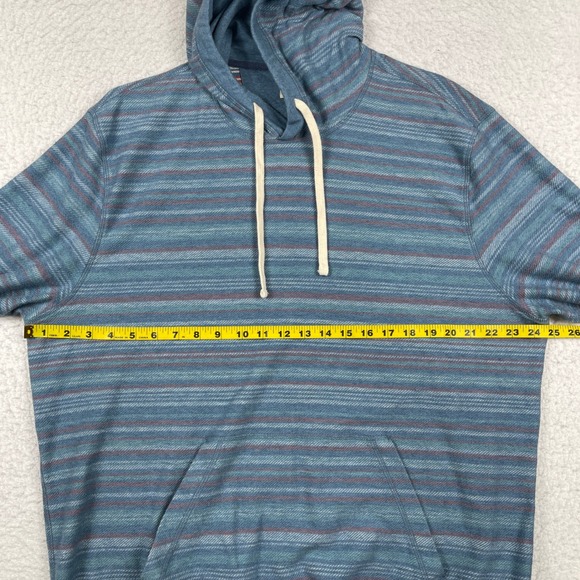 Faherty Hoodie Mens XXL Blue Organic Cotton Striped Slub Pullover Casual Travel - Picture 6 of 10
